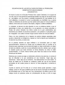 DELIMITACION DE LAS DIFICULTADES ENTORNO AL PROBOLEMA SIGNIFICATIVO SELECCIONADO. Página 1