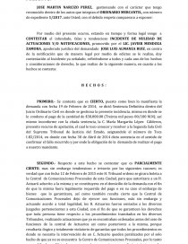 COMO ES LA CONTESTACION INCIDENTE. Página 1