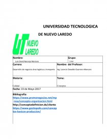 Conceptos: Cliente, Procesos, Organización, Produccion. Página 1