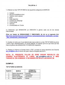 Taller - Elaborar su lista TOP OF MIND de las siguientes categorías de MARCAS:. Página 1