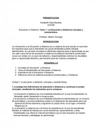 Educación a Distancia: Tema 1 La Educación a Distancia concepto y característica. Página 1