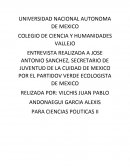 ENTREVISTA REALIZADA A JOSE ANTONIO SANCHEZ, SECRETARIO DE JUVENTUD DE LA CUIDAD DE MEXICO POR EL PARTIDOV VERDE ECOLOGISTA DE MEXICO