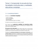 Comprender la escuela de hoy: Sociedades multiculturales y realidades educativas complejas