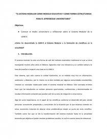COMO ES EL SISTEMA MODULAR COMO MODELO EDUCATIVO Y COMO FORMA ESTRUCTURADA PARA EL APRENDIZAJE UNIVERSITARIO. Página 1