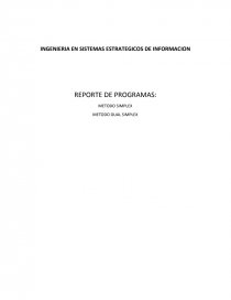 REPORTE DE PROGRAMAS: METODO SIMPLEX. Página 1