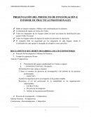 PRESENTACIÓN DEL PROYECTO DE INVESTIGACIÓN E INFORME DE PRÁCTICAS PROFESIONALES