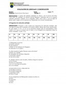 Control de lectura EVALUACIÓN DE LENGUAJE Y COMUNICACIÓN