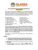 EL ACTA DE DIRECTORIO DE OLEAGINOSAS AMAZONICAS S.A.