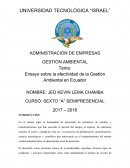 Ensayo sobre la efectividad de la Gestión Ambiental en Ecuador
