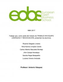 Trabajo que, como parte del módulo de TRABAJO EN EQUIPO LIDERAZGO Y NEGOCIACIÓN, presentan los alumnos:. Página 1