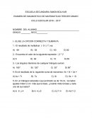 EXAMEN DE DIAGNOSTICO DE MATEMATICAS TERCER GRADO
