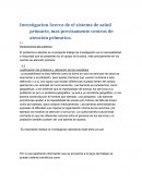 Investigacion Acerca de el sistema de salud primario, mas precisamente centros de atención primarios