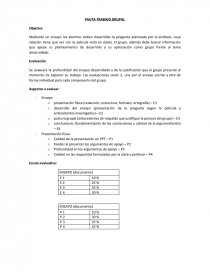 Mediante un ensayo los alumnos deben desarrollar la pregunta planteada por el profesor, cuya relación tiene que ver con la película vista en clases. Página 1