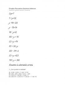 Prueba formativa Quintos básicos. Página 1