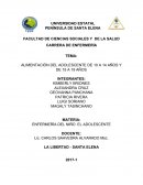 Alimentación del adolescente de 10 a 14 años y de 15 a 19 años