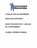 ASPECTOS BIOETICOS Y LEGALES DE LA ENFERMERÍA Actividad N°1