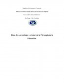 Tipos de Aprendizaje y el estar de la Psicología de la Educación