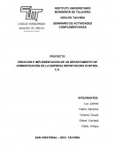 CREACION E IMPLEMENTACION DE UN DEPARTAMENTO DE ADMINISTRACION EN LA EMPRESA IMPORTADORA KONTROL C.A