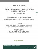 TAREA INDIVIDUAL 2. ” ENSAYO SOBRE LA COMUNICACIÓN INTERPERSONAL.”