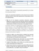 Trabajo: ¿Qué valores te gustaría transmitir en tu clase de educación física?