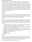 DEFINICIONES Y CARACTERISTICAS DE LOS TIPOS DE TEXTO
