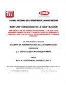 IMPLEMENTACIÓN DEL SISTEMA DE GESTION DE LA CALIDAD A LOS PROCESOS ADMINISTRATIVOS Y TECNICOS. CASO: “DISTRIBUIDORA Y CONSTRUCTORA, S. DE R.L. DE C.V.” EN CHILPANCINGO DE LOS BRAVO, GUERRERO