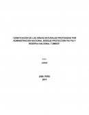 Zonificación de las áreas naturales protegidas por administración nacional bosque protección Pui Pui y Reserva Nacional Tumbes