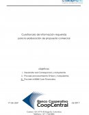 Cuestionario de información requerida para la elaboración de propuesta comercial