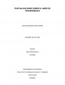 PUNTUALIZACIONES SOBRE EL AMOR DE TRANSFERENCIA