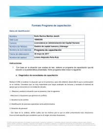 Formato Programa de capacitación. Página 1
