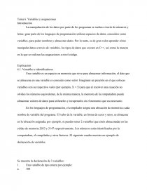 Las grandes Variables y asignaciones. Página 1