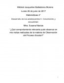 ¿Qué comportamiento relevante pude observar en mis visitas realizadas de la materia de observación del proceso escolar?