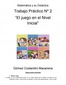 Matemática y su Didáctica Trabajo Práctico Nº 2 “El juego en el Nivel Inicial”