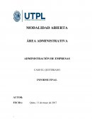 Administración de empresas. Informe final. Caso El Quiteriano
