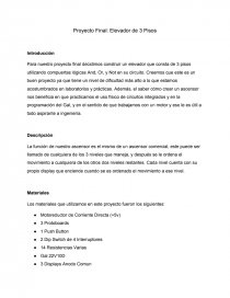 Proyecto Final: Elevador de 3 Pisos. Página 1