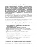 Los Procedimientos Especiales Penales En Venezuela.