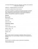 Actividad programa: adictivos: Análisis y control de calidad en la industria alimentaria. Elaboración de una etiqueta