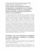 Cómo evalúa la participación de los ciudadanos y ciudadanas en el Consejo de coordinación local, en comisiones, juntas vecinales, comités de gestión, u otros, en su localidad ?