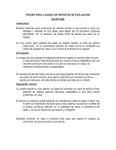 LAS FRASES PARA LLENADO DE REPORTES DE EVALUACIÓN