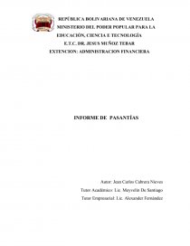 ADMINISTRACION FINANCIERA - INFORME DE PASANTÍAS. Página 1