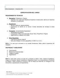 Descripción de cargo Supervisor Mecánico. Página 2