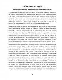 Ensayo “LOS ANTIGUOS MEXICANOS”. Página 1