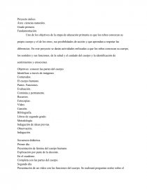 El cuerpo humano. Proyecto áulico. Página 1