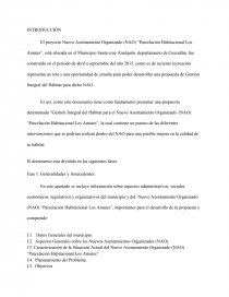 PROPUESTA INTEGRAL NUEVO ASENTAMIENTO ORGANIZADO. Página 1