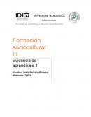 Evidencia de aprendizaje Formación sociocultural III