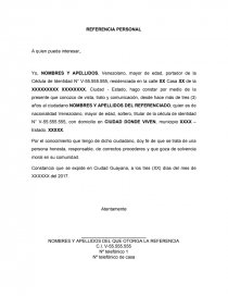 MODELO PARA REFERENCIAS PERSONALES. Página 1