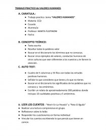 TRABAJO PRACTICO de VALORES HUMANOS. Página 1