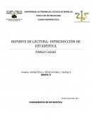 Mapa concptual REPORTE DE LECTURA.- INTRODUCCIÒN DE ESTADÌSTICA
