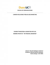 EXAMEN TRANSVERSAL ASIGNATURA BPC1101 NOMBRE PROYECTO “MI PERSONAL BRANDING”. Página 1