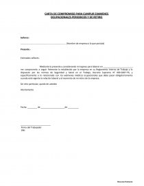 CARTA DE COMPROMISO PARA CUMPLIR EXAMENES OCUPACIONALES PERIODICOS Y DE RETIRO. Página 1
